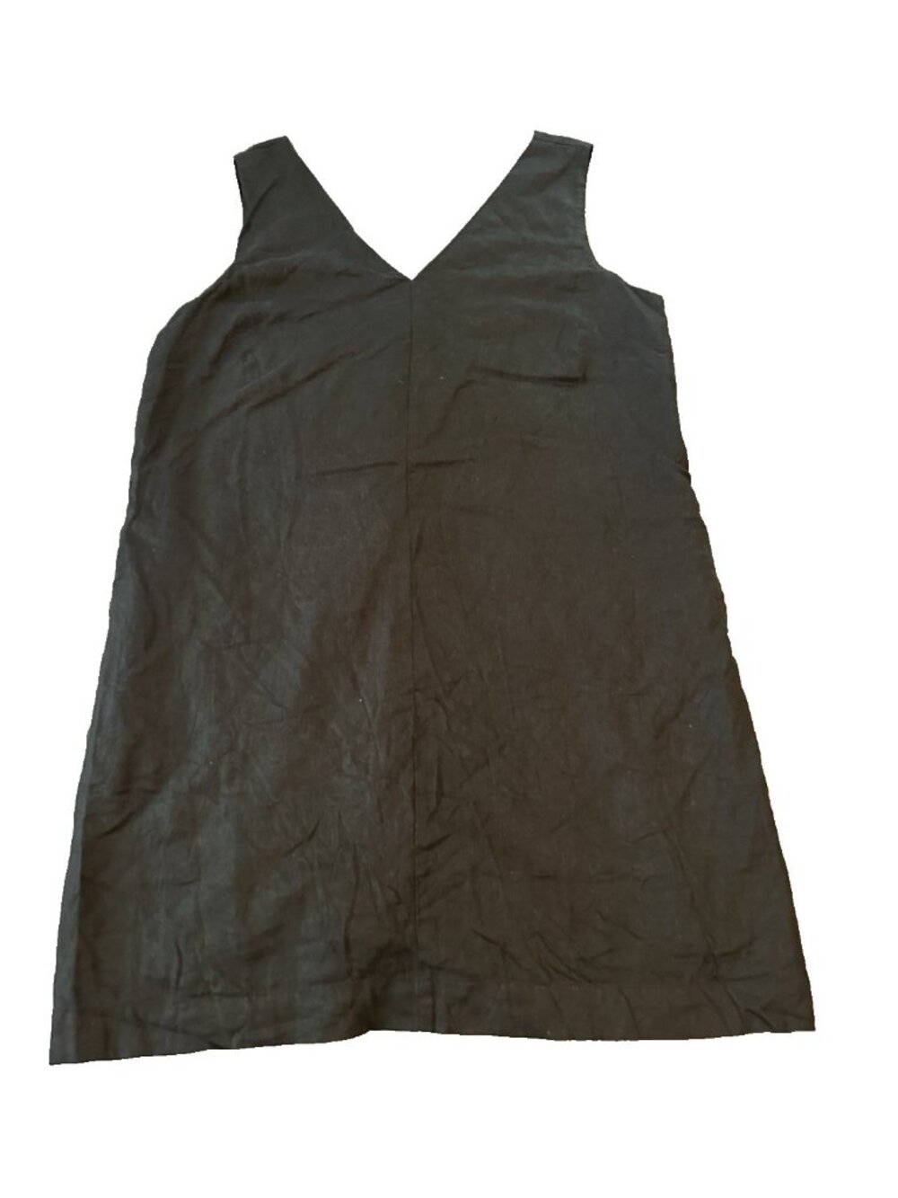 Ophelia Roe Black Linen Blend Shift Dress XL Sleeveless Pockets Minimalist Beach